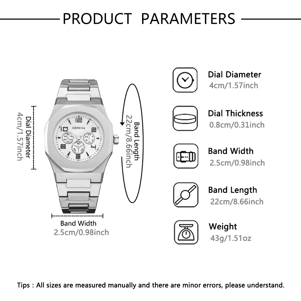 3点セットの新しい腕時計。多角形の文字盤が特徴で、ファッショ - Coordinates Bracelet のレビューと価格