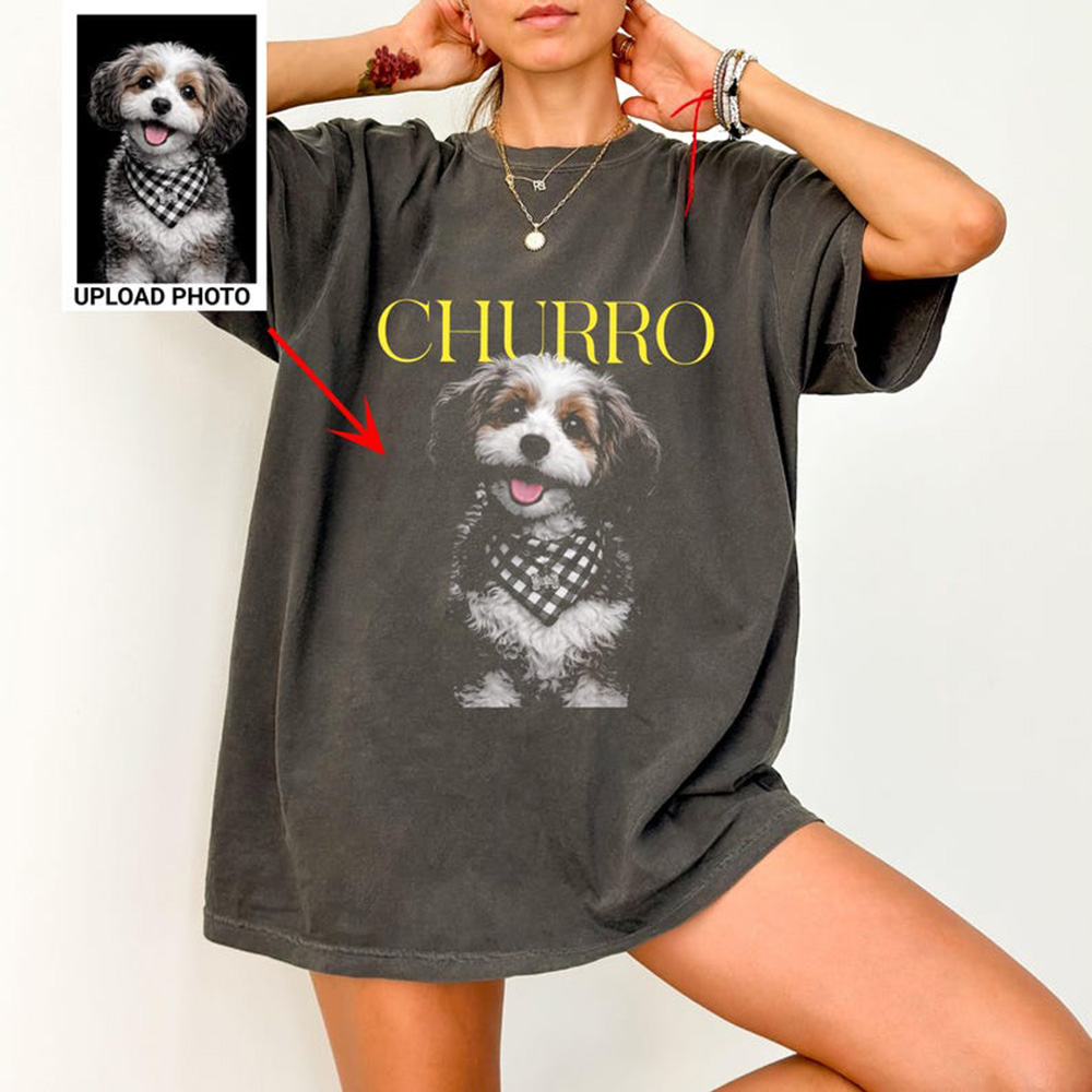 パーソナライズされたカスタムペットポートレートTシャツ、動物 - Pet Portrait Custom のレビューと価格