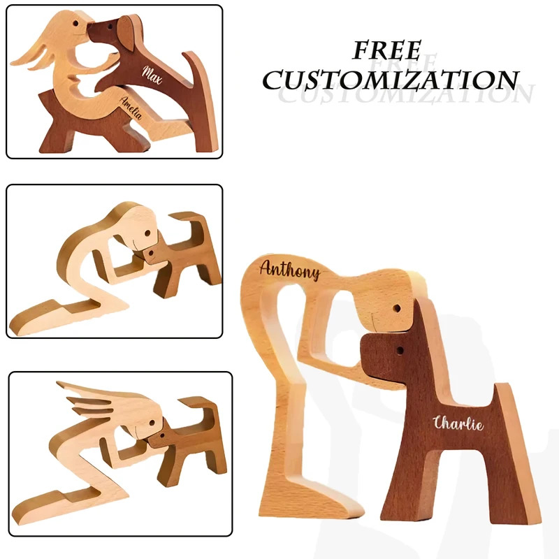 パーソナライズされた木製オーナメントペット彫刻かわいい子犬カ - Pet Portrait Custom のレビューと価格