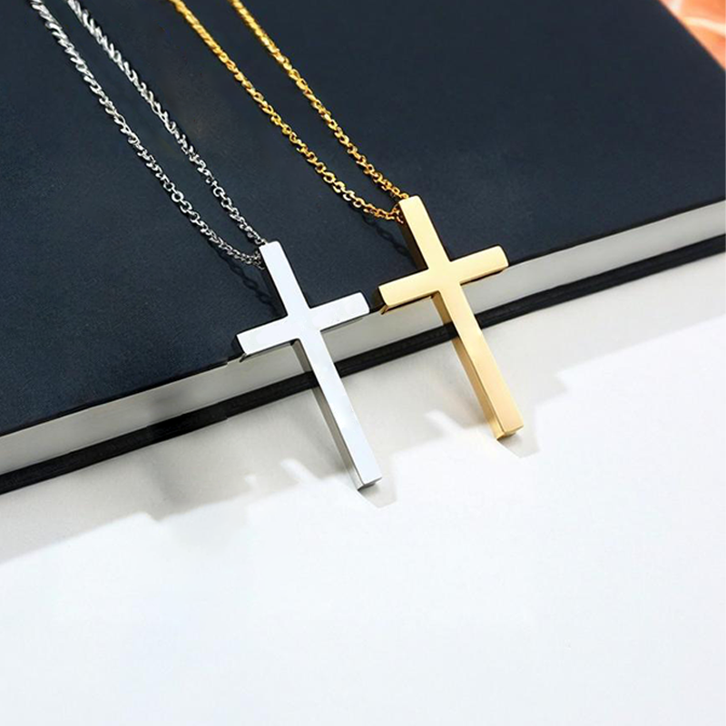 カスタムステンレススチールクロスペンダントネックレス、男性、 - Birth Flower Necklace のレビューと価格