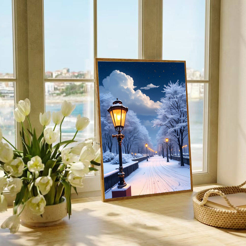 5D DIY ダイヤモンドペインティング 雪道風景 フルスク - Photo Mosaic Print のレビューと価格